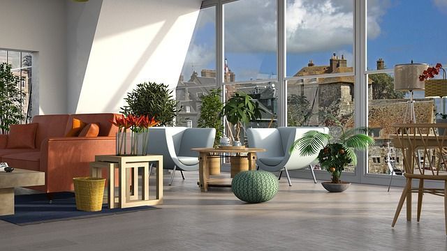 pièce avec baie vitrée